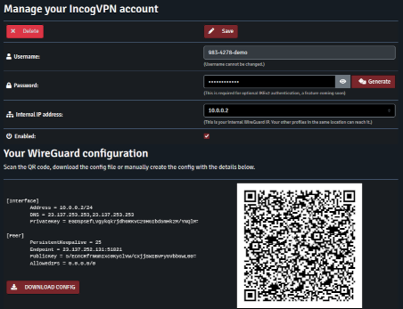 Manage your IncogVPN account